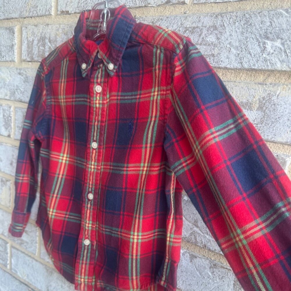 Ralph Lauren Long Sleeve 100% Cotton Button Up Plaid Shirt Boy's Size 2T - Picture 6 of 8